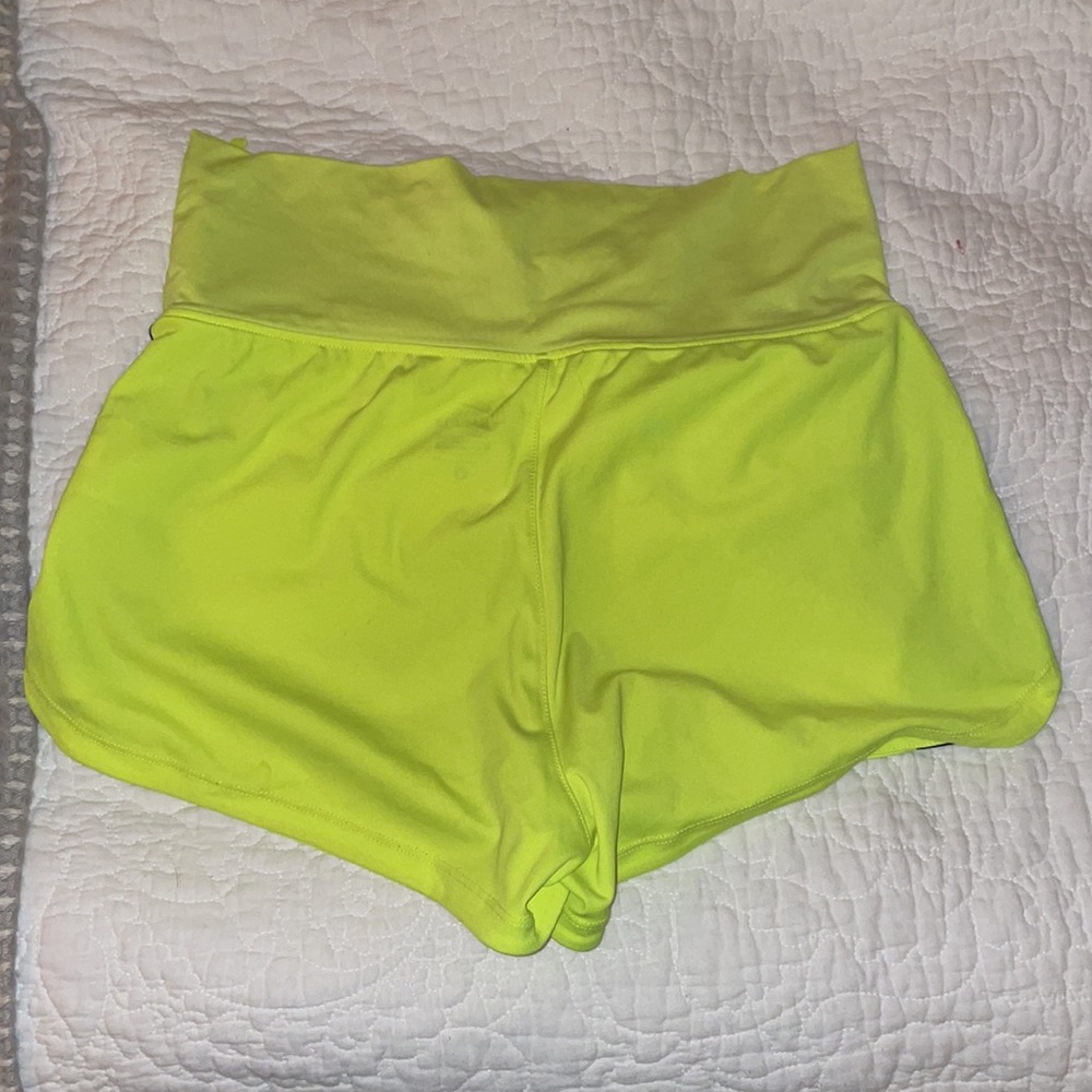 Neon Yellow High Waisted Nike Dri Fit Shorts - Picture 2 of 3